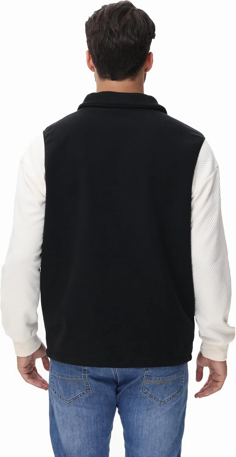 Eco-Friendly Fleece Vest, Soft Anti-Pilling with Zippered Pockets for Camping Office, Lightweight Sleeveless Jacket