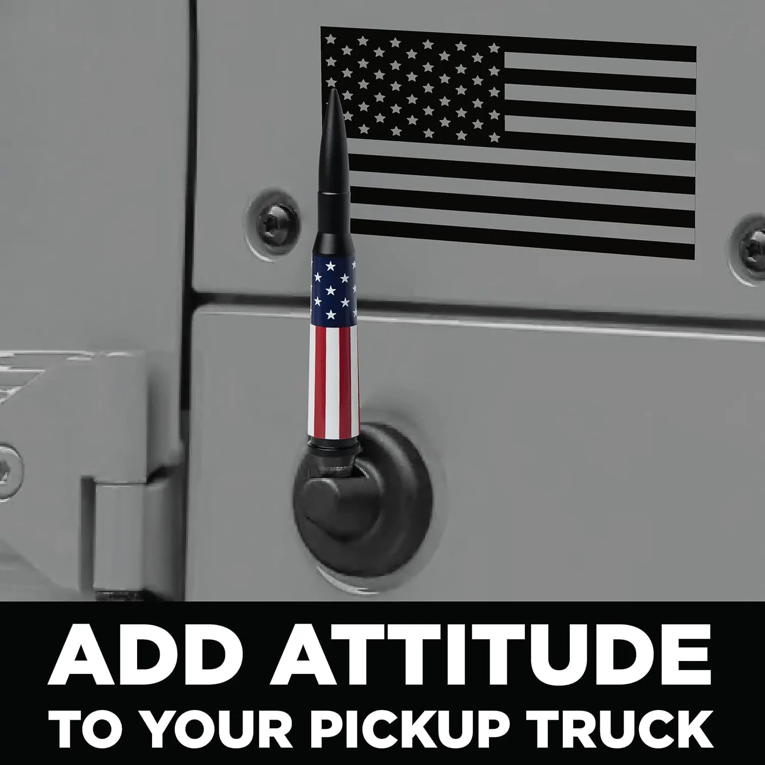 EcoAuto Badass Bullet Antenna® for Jeep Wrangler JK/JL (2007 ) & Gladiator – Anti-Theft, Durable Truck Antenna – Jeep Accessory (American Flag)
