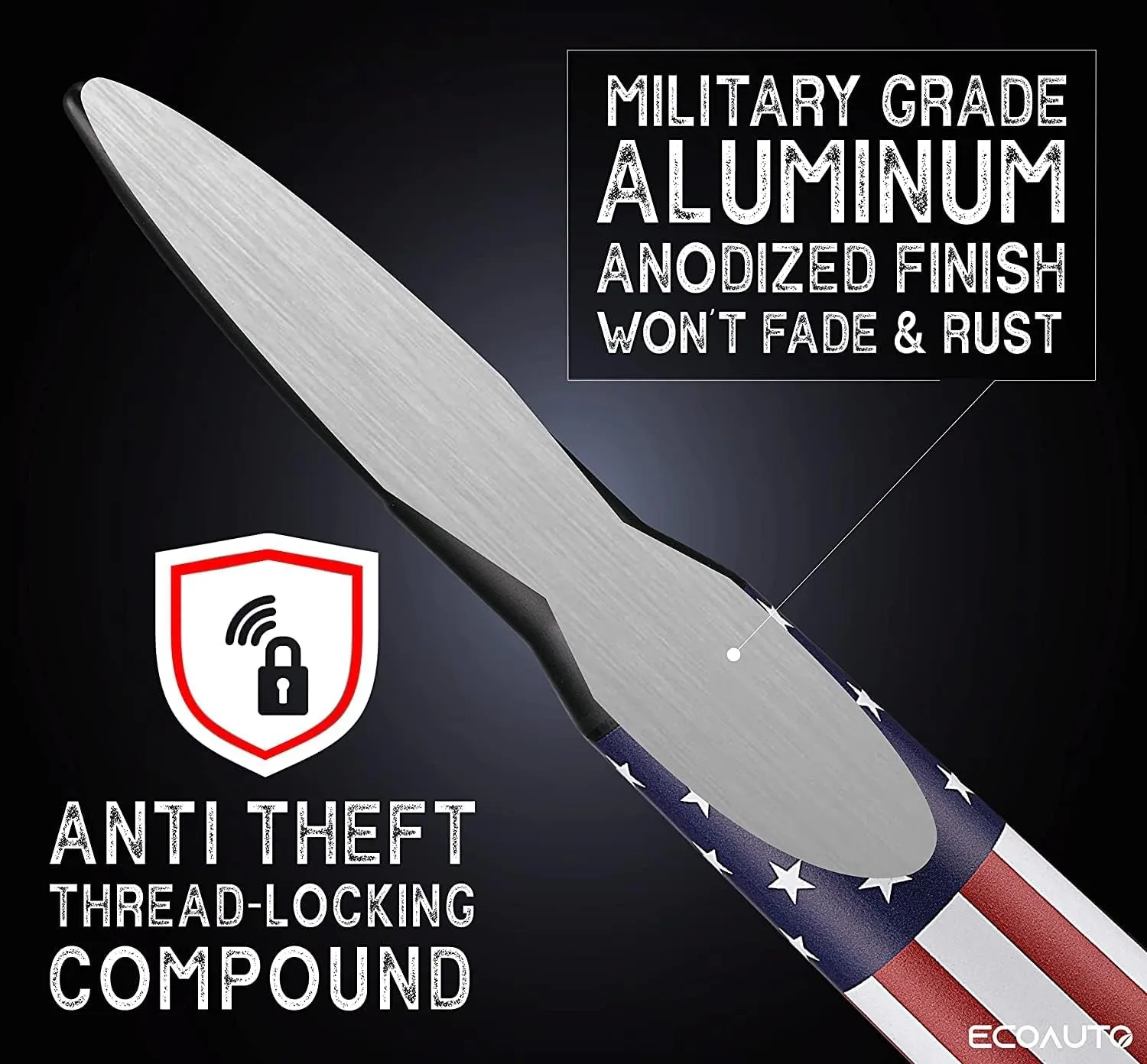 EcoAuto Badass Bullet Antenna® for Jeep Wrangler JK/JL (2007 ) & Gladiator – Anti-Theft, Durable Truck Antenna – Jeep Accessory (American Flag)
