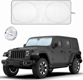 EcoNour Jeep Windshield Sunshade | Sun Visor for UV Rays & Heat Protection | Suitable for Wrangler, Compass, Gladiator & Renegade | Accessories for Jeep Wrangler | X-Small - 60x21 inches