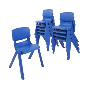 ECR4Kids 12in Plastic School Stack Chair, Classroom Furniture, Blue, 10-Piece