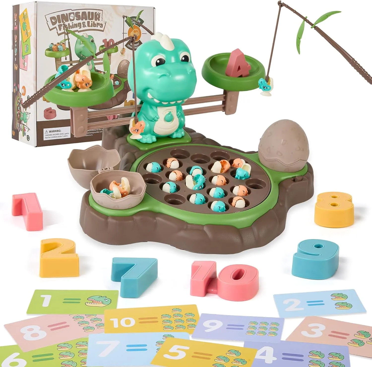 Educational Science Kits Dinosaur Balance Math Activity Toys with Two Fishing Function for 3 4 5 Kid Toddler