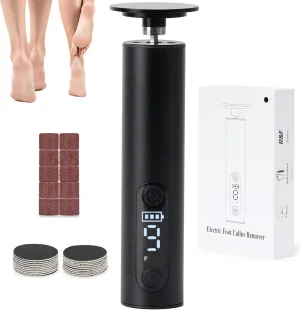 Electric Foot Callus Remover, Adjustable Speed Rechargeable Foot Sander Pedicure Tools for Feet Dead Skin with Sandpaper Disk and Nail Drill Bits,Equipped with Digital Display（Black）