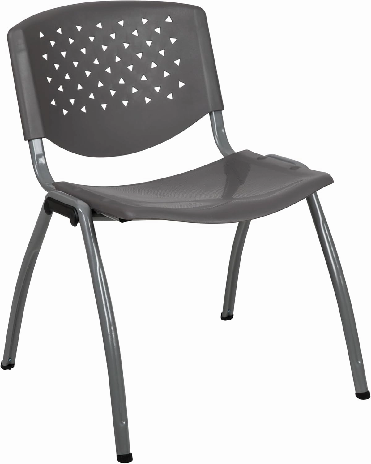 EMMA   OLIVER Home and Office Gray Plastic Stack Chair with Perforated Back - Guest Chair