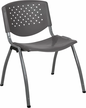 EMMA   OLIVER Home and Office Gray Plastic Stack Chair with Perforated Back - Guest Chair