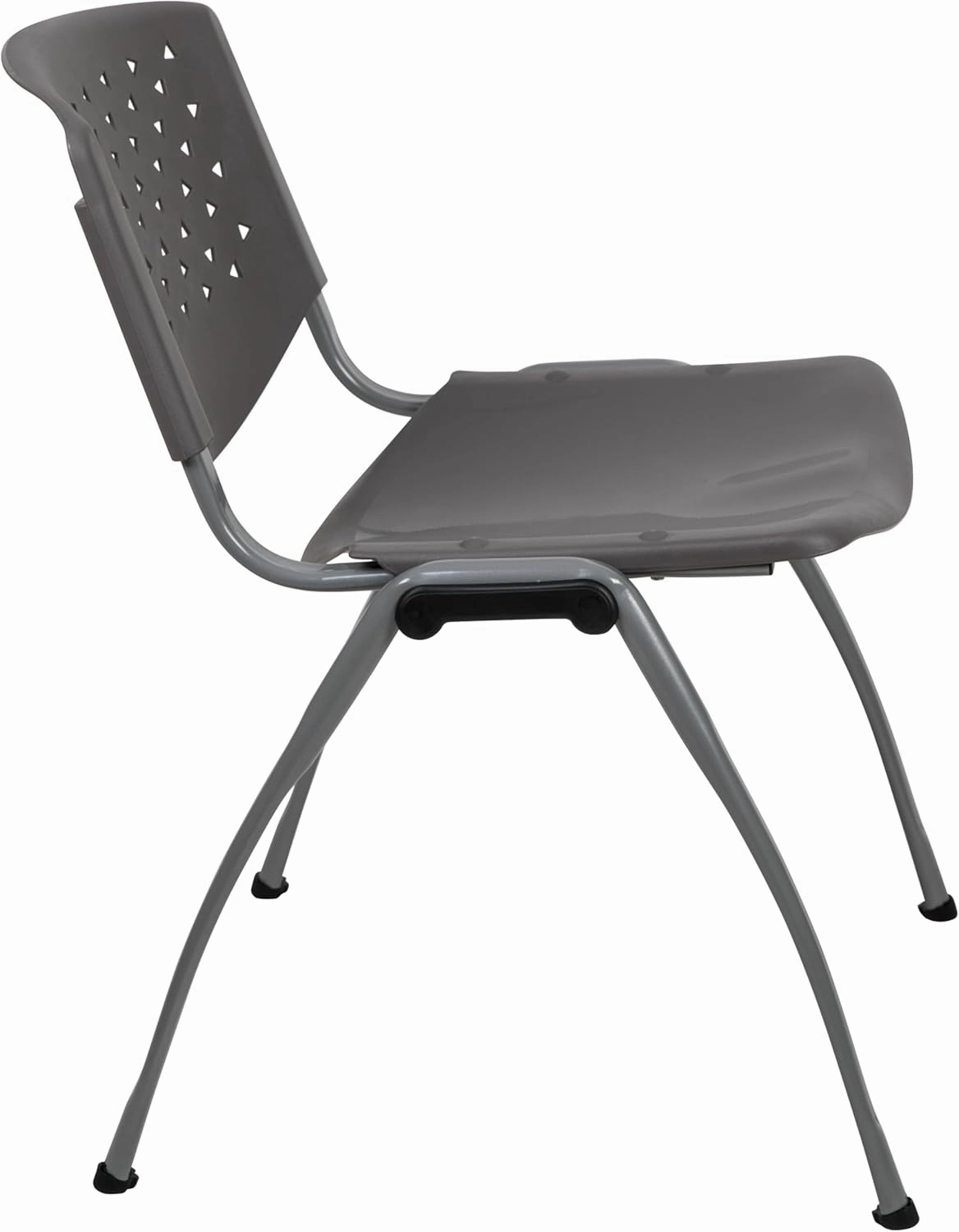 EMMA   OLIVER Home and Office Gray Plastic Stack Chair with Perforated Back - Guest Chair
