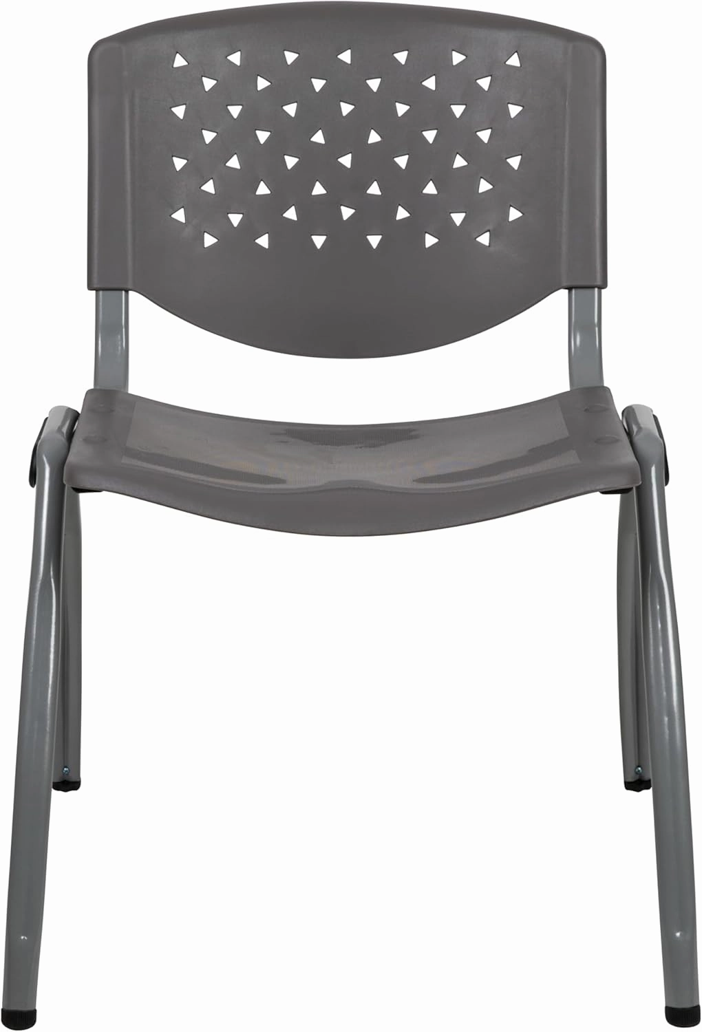 EMMA   OLIVER Home and Office Gray Plastic Stack Chair with Perforated Back - Guest Chair