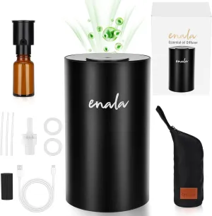 ENALA Cordless Waterless Diffuser for Essential Oils, Leak Proof, 3 Mist Levels, Timer, Protective Bag, Rechargeable for Home & Car