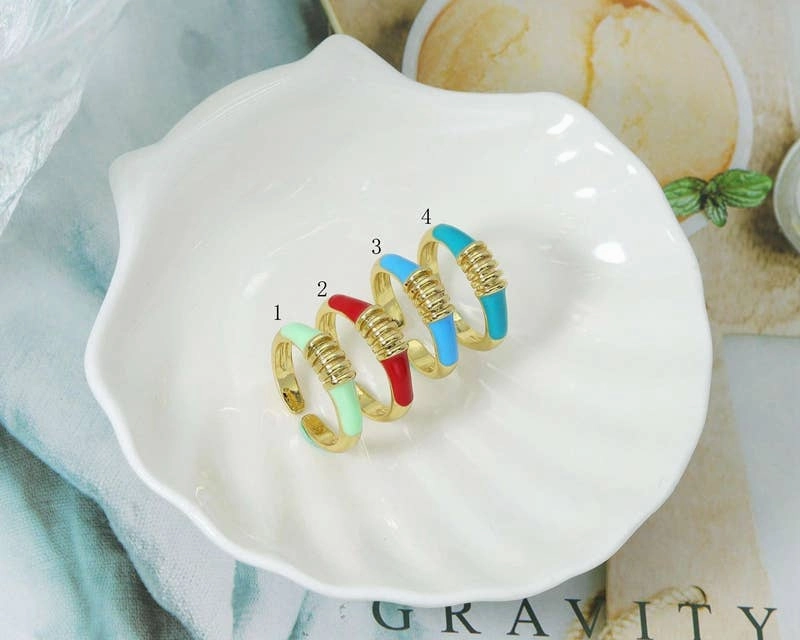 Enamel Gold Stacking Rings, Sku#X293