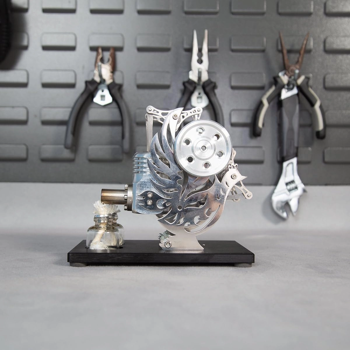 Engine Model Kits, Dual-Piston Hot Air Stirling Engine Kit for Adults, Dual-Piston Engine Motor Model Educational Physics Experiment STEM Model