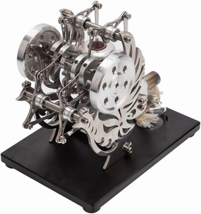 Engine Model Kits, Dual-Piston Hot Air Stirling Engine Kit for Adults, Dual-Piston Engine Motor Model Educational Physics Experiment STEM Model
