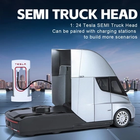 EROCK 1:24 Semi Truck Head, semi car Model, Alloy Body, Sound and Light Functions, Suitable for Adults and Children Gift Decoration Collectibles.(Silver)