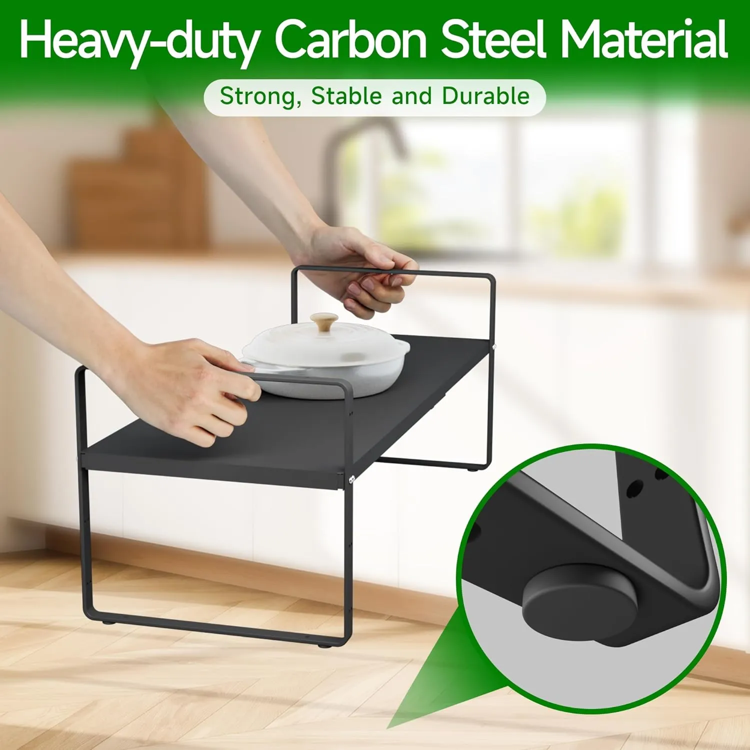 Expandable Cabinet Organizer Shelf, Adjustable Height Organizer Riser for Kitchen Cabinet Spice Rack Locker Pantry Cupboard Under Sink Countertop Desk Organization Metal Stackable Shelves