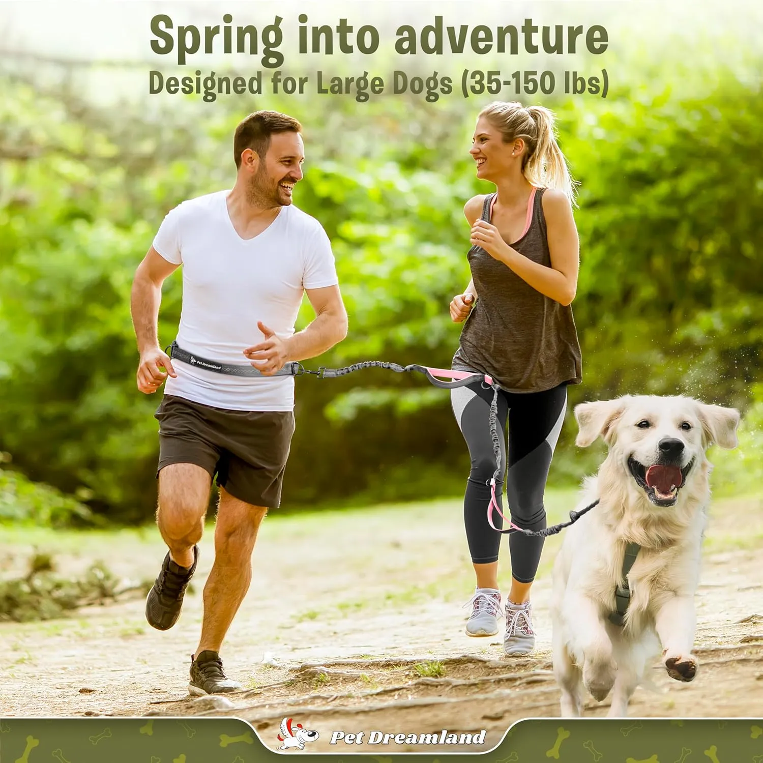 Exquisite Hands-Free Leash for Large Dogs: Ultimate Comfort & Freedom for Running, Walking, Hiking. Premium Quality, Durable & Versatile Waist Belt Leash. Your Dog Will Love It.