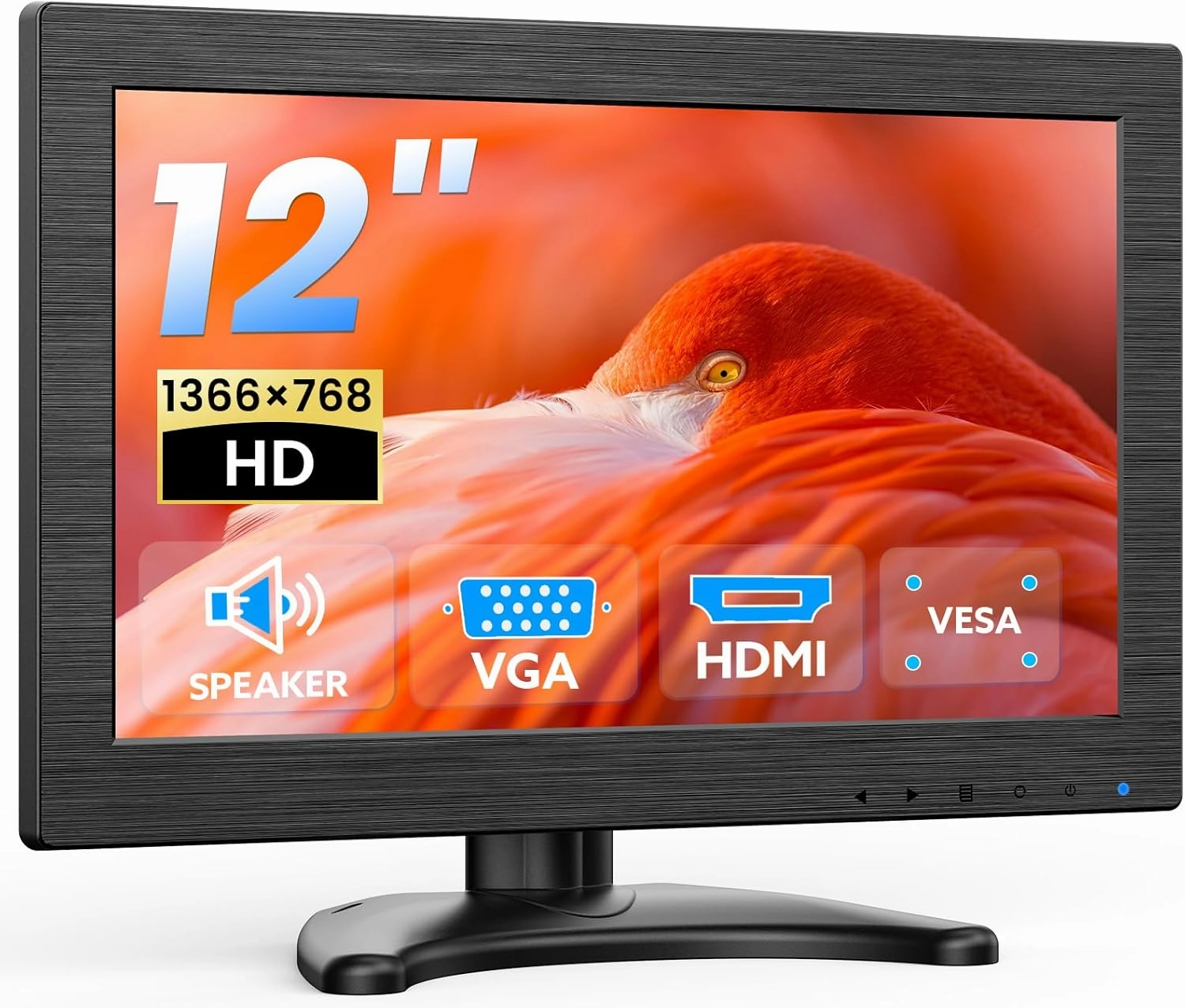 Eyoyo EM116DF 12-inch Small Monitor: 1366x768 HD Resolution Mini LED Screen with HDMI VGA Inputs Video Monitors for Computer PC Security Camera