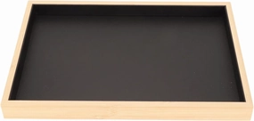 F&Y Flat Jewelry Holder Tray: Stackable Display for Earrings, Necklaces, Bracelets, Brooches, and Watches, Elegant Black Storage Case with Velvet Lining