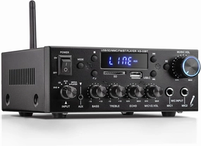 Facmogu KS-33BT 2.1CH Stereo Audio Amplifier Receiver with Active Subwoofer Output, RMS 60Wx2 Max 400Wx2 Mini BT Amp Home Theater Stereo Receiver, Bluetooth 5.0 HiFi Receivers w/MIC/Echo/USB/SD/AUX/FM