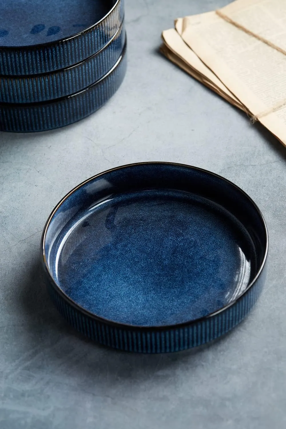 famiware Star 7.5" Pasta Bowls Set, Salad Bowl Set of 4, Double Reactive Glaze, Stackable, Ideal for Your Friend for Housewarming, Festivals, Nebulas Blue