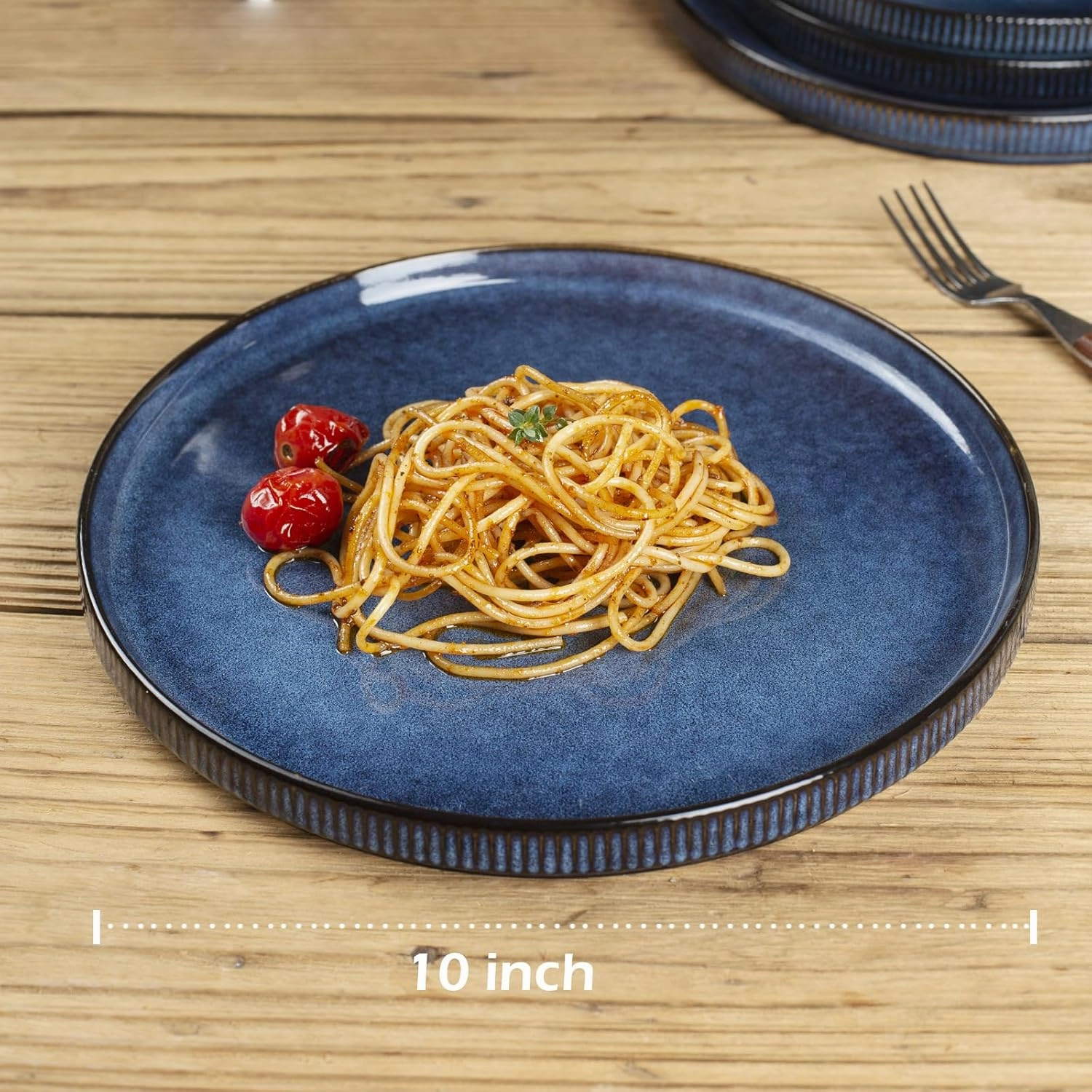 famiware Star Dinner Plates for 6, 10 inches Plate Set, Scratch Resistant, Stoneware Dinnerware, Kitchen Modern Rustic Serving Dishes, Nebulas Blue