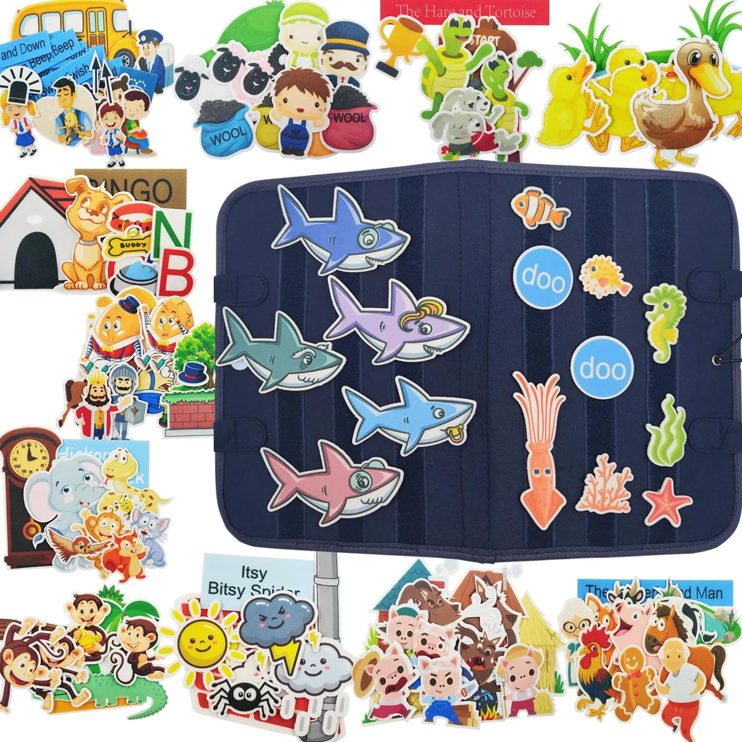 Felt Flannel Board Story Set for Toddlers,Felt Flannel Pieces with Foldable Board for Classroom Preschool Activities,Storytelling Interactive Felt Board Felt Book for Early Teaching (12 themes)