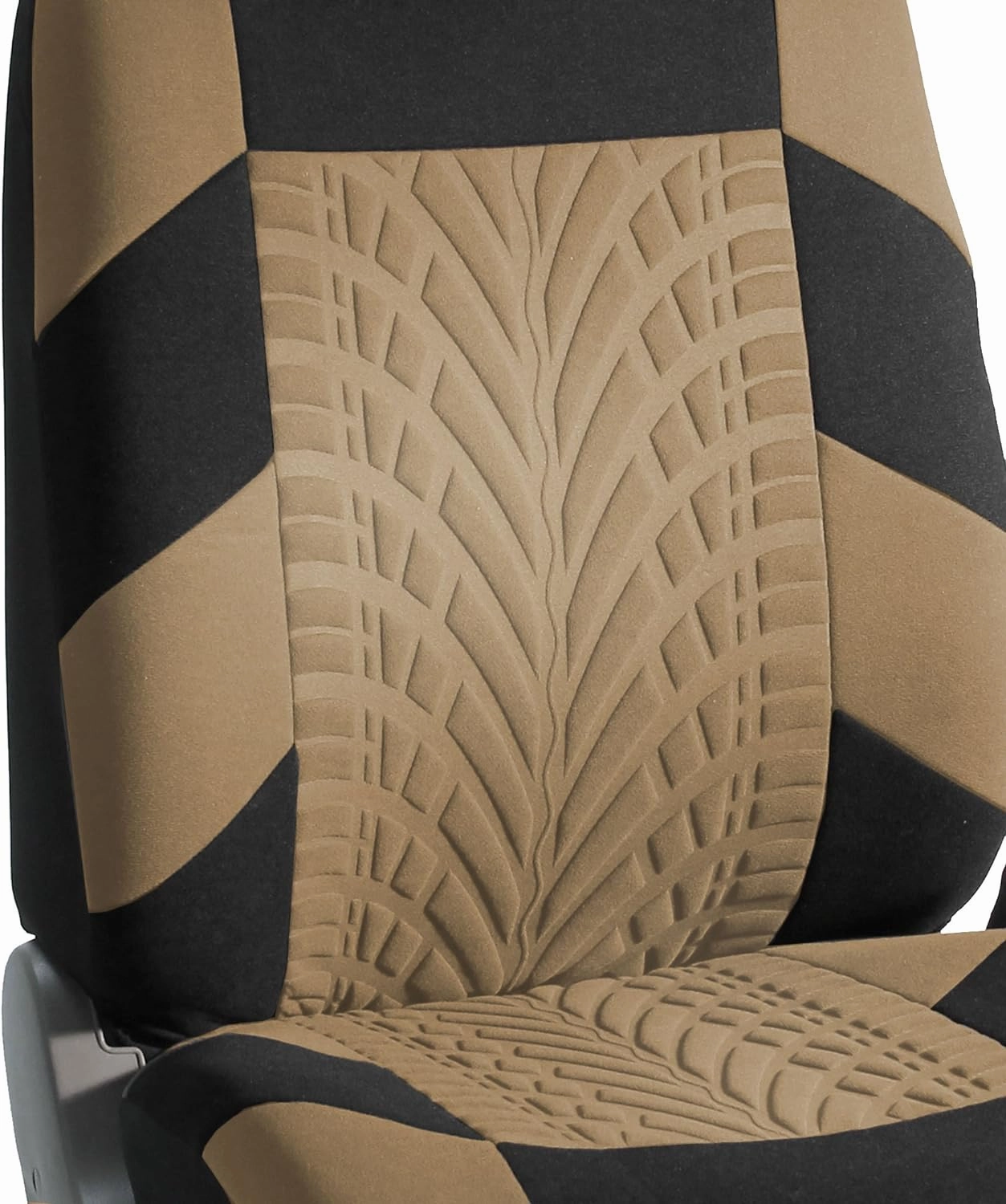 FH Group Car Seat Covers Full Set Premium Cloth - Universal Fit, Automotive, Low Back Front Washable Seat Covers, Airbag Compatible, Split Bench Rear Seat for SUV, Sedan Beige