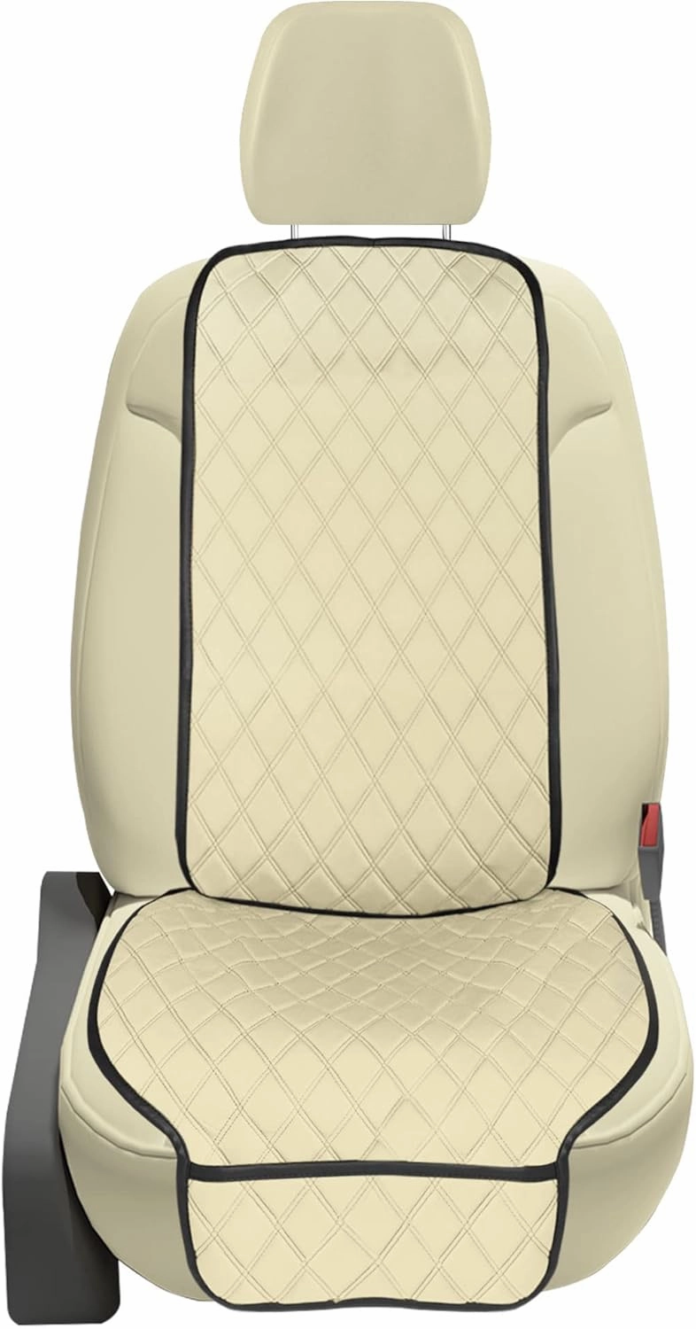FH Group Car Seat Cushion Front Set Neosupreme Automotive Seat Cushions - Universal Fit, Car Seat Cushion With Front Pockets, Airbag Compatible Car Seat Cushions for SUV, Sedan, Van Beige