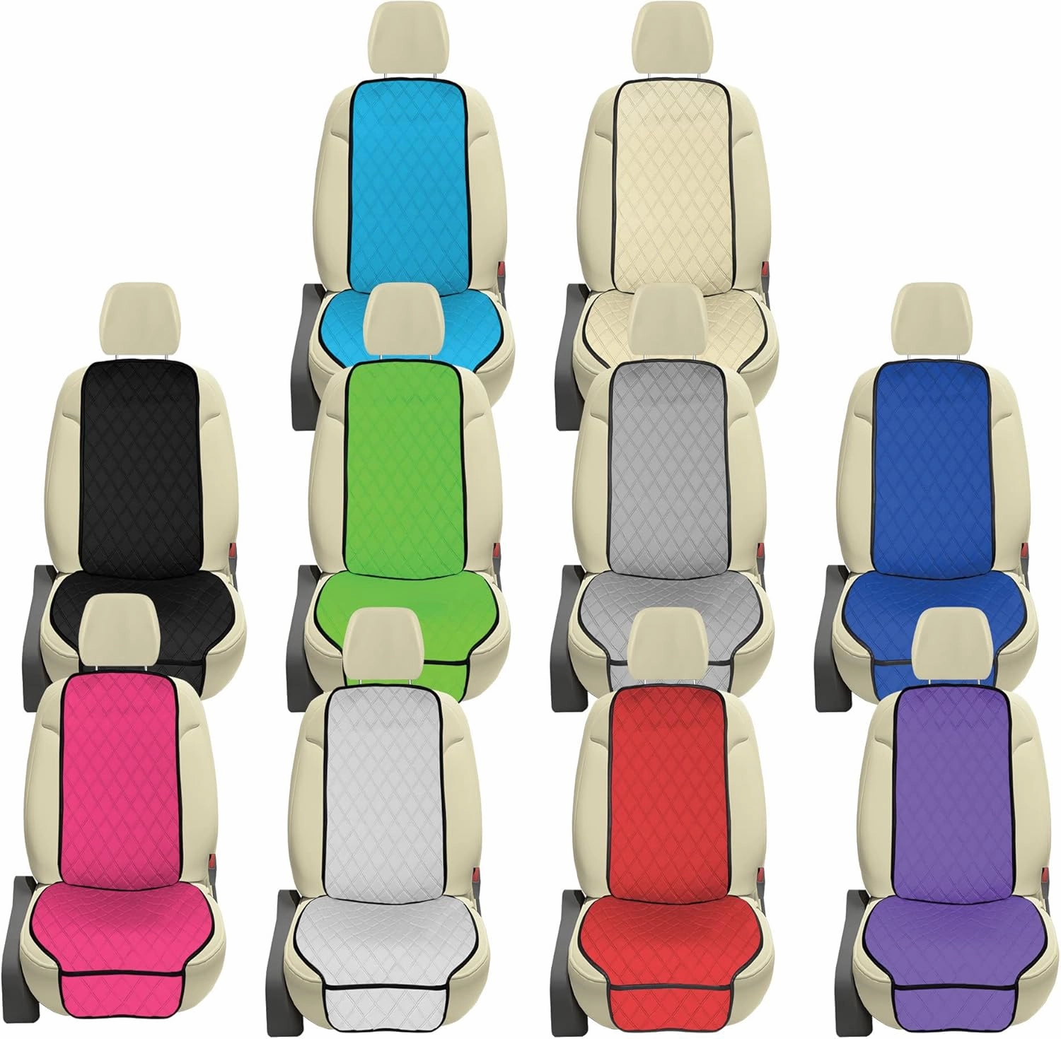 FH Group Car Seat Cushion Front Set Neosupreme Automotive Seat Cushions - Universal Fit, Car Seat Cushion With Front Pockets, Airbag Compatible Car Seat Cushions for SUV, Sedan, Van Beige