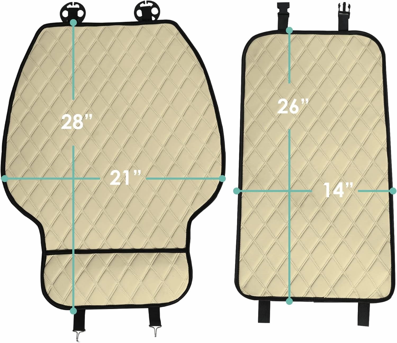 FH Group Car Seat Cushion Front Set Neosupreme Automotive Seat Cushions - Universal Fit, Car Seat Cushion With Front Pockets, Airbag Compatible Car Seat Cushions for SUV, Sedan, Van Beige