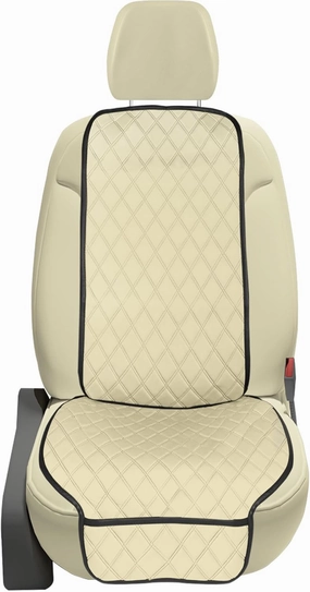 FH Group Car Seat Cushion Front Set Neosupreme Automotive Seat Cushions - Universal Fit, Car Seat Cushion With Front Pockets, Airbag Compatible Car Seat Cushions for SUV, Sedan, Van Beige