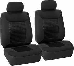 FH Group Front Set 3D Air Mesh Car Seat Covers for Low Back Car Seats with Removable Headrest, Universal Fit, Airbag Compatible Seat Cover for SUV, Sedan Black