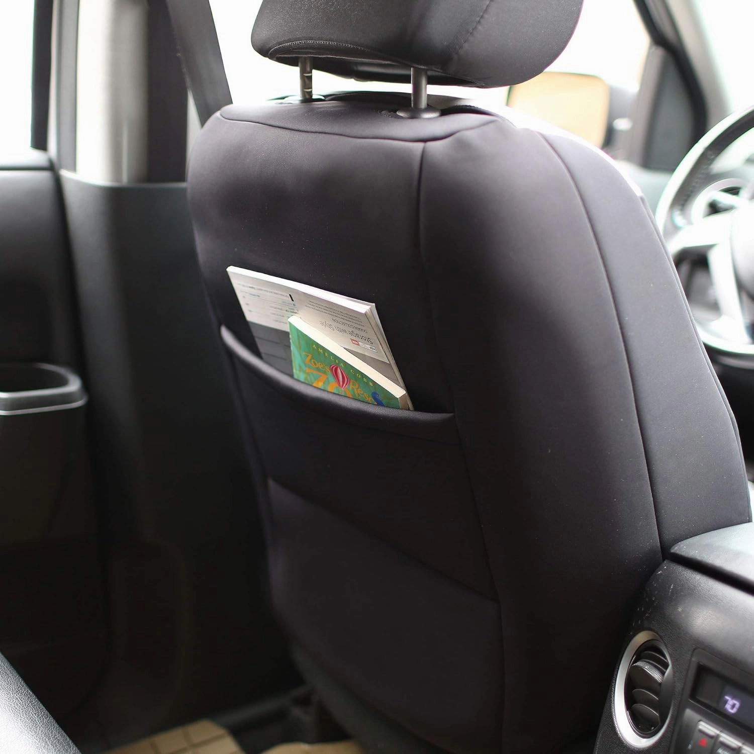 FH Group Front Set Neoprene Car Seat Cover for Low Back Seats with Removable Headrest, Universal Fit, Airbag Compatible, Car Seat Cover for SUV, Van Blue