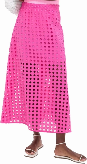 Fiona Jolin 2025 Women Summer Casual Eyelet Bohemian Maxi Skirt Beach Long Skirt with Mini Underneath