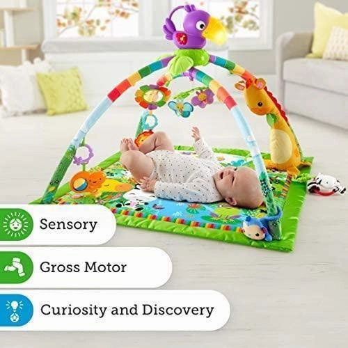 Fisher-Price Rainforest Gym, Baby Playmat with Music and Lights