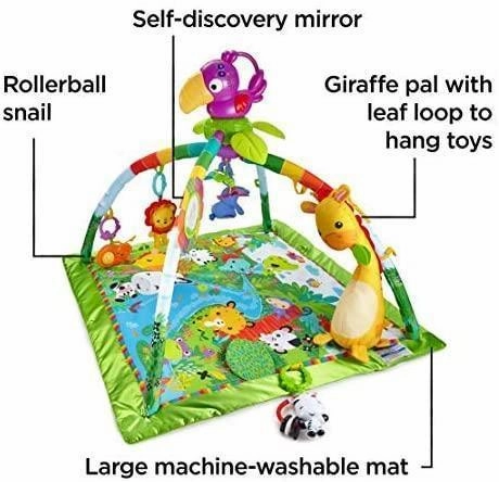 Fisher-Price Rainforest Gym, Baby Playmat with Music and Lights