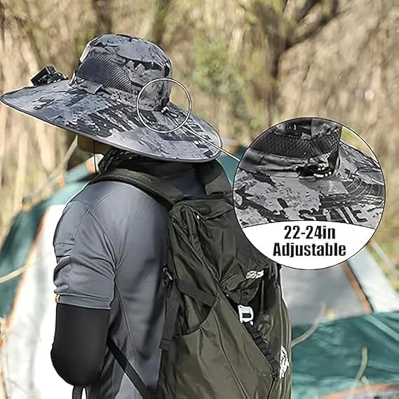 Fishing Hat with Built in Fan,Fishing Hats with Solar Powered Fans,UPF 50  Ultralight Wide Brim