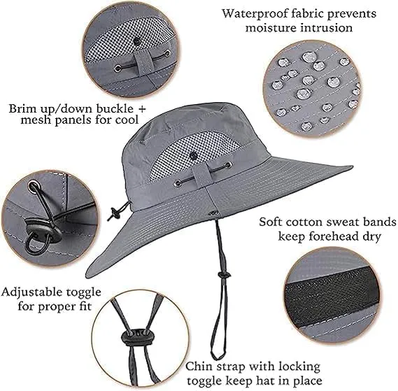 Fishing Hat with Built in Fan,Fishing Hats with Solar Powered Fans,UPF 50  Ultralight Wide Brim