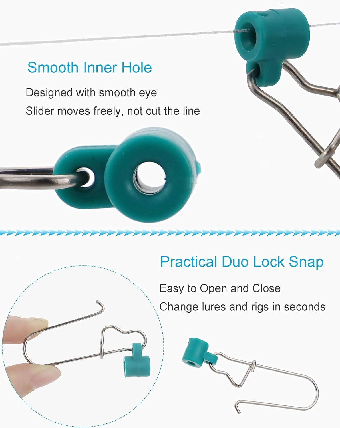 Fishing Line Sinker Slides Catfishing Rig, Saltwater Heavy Duty Sinker Weights Connector with Duo Lock Snaps