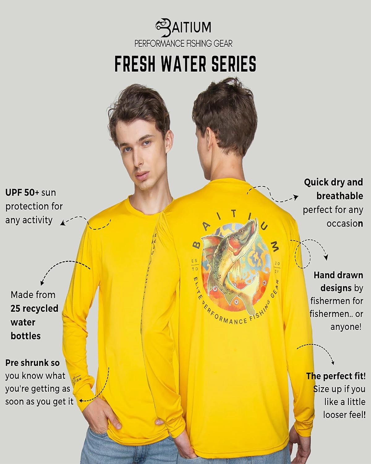 Fishing Shirts for Men, Mens Fishing Shirts Long Sleeve, UPF 50 Quick Dry, Rash Gaurd, Fishing Clothes for Men, Fishing Gear