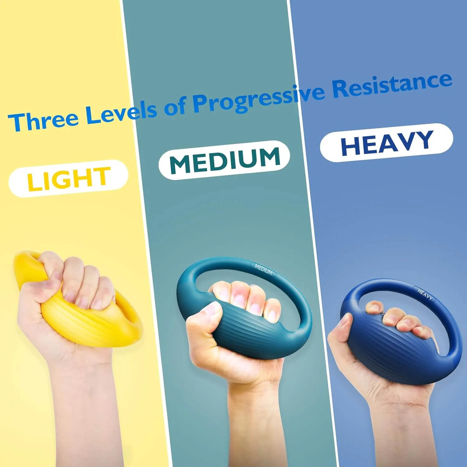 FitBeast Hand Exercise Balls - 3 Resistance Levels Stress Balls for Adults, Squeeze Balls for Hand Therapy, Rehabilitation, Arthritis, Muscle Building