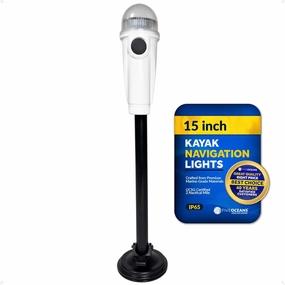 Five Oceans Kayak Lights - Stern Lights for Boats, Anchor Light, 15-inch, Battery-Powered LED Kayak Lights for Night Kayaking with Suction Cup for Small Boat, Canoe, Dinghy, Paddle Board - FO4762