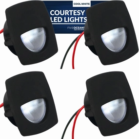 Five Oceans LED Companion Way Light, 4 Pack Marine Courtesy Lights, Square for Boat Interior, Deck, Cockpit, Cool White LED, for Pontoon, Fishing, Bass, Yacht, Sailboat, RV - FO2313-M4
