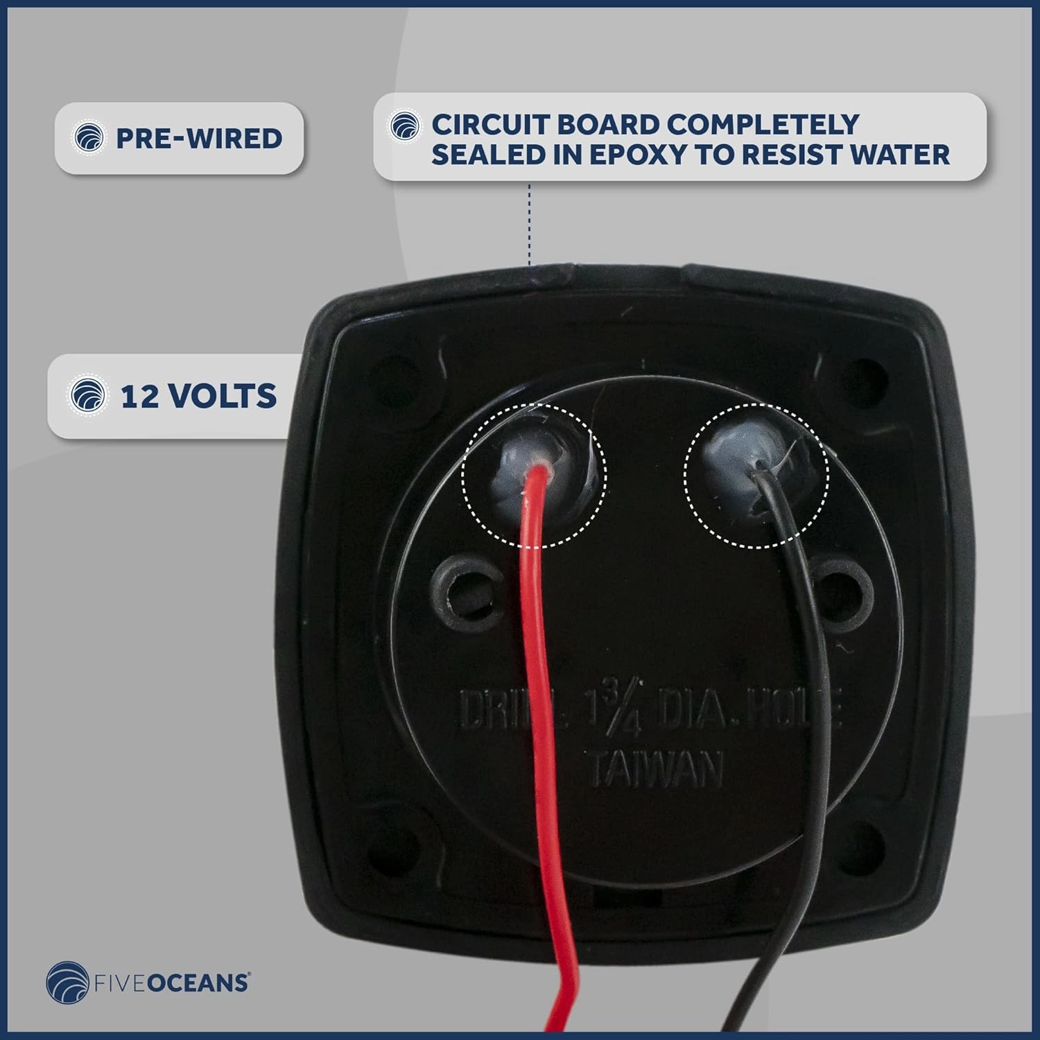 Five Oceans LED Companion Way Light, 4 Pack Marine Courtesy Lights, Square for Boat Interior, Deck, Cockpit, Cool White LED, for Pontoon, Fishing, Bass, Yacht, Sailboat, RV - FO2313-M4