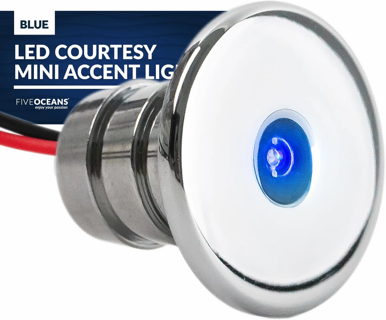 Five Oceans LED Marine Courtesy Lights, Mini Accent Light for Boat Interior, Deck, Cockpit - Blue LED, for Pontoon, Fishing, Bass, Sailboat, RVs - FO-2445