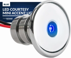 Five Oceans LED Marine Courtesy Lights, Mini Accent Light for Boat Interior, Deck, Cockpit - Blue LED, for Pontoon, Fishing, Bass, Sailboat, RVs - FO-2445