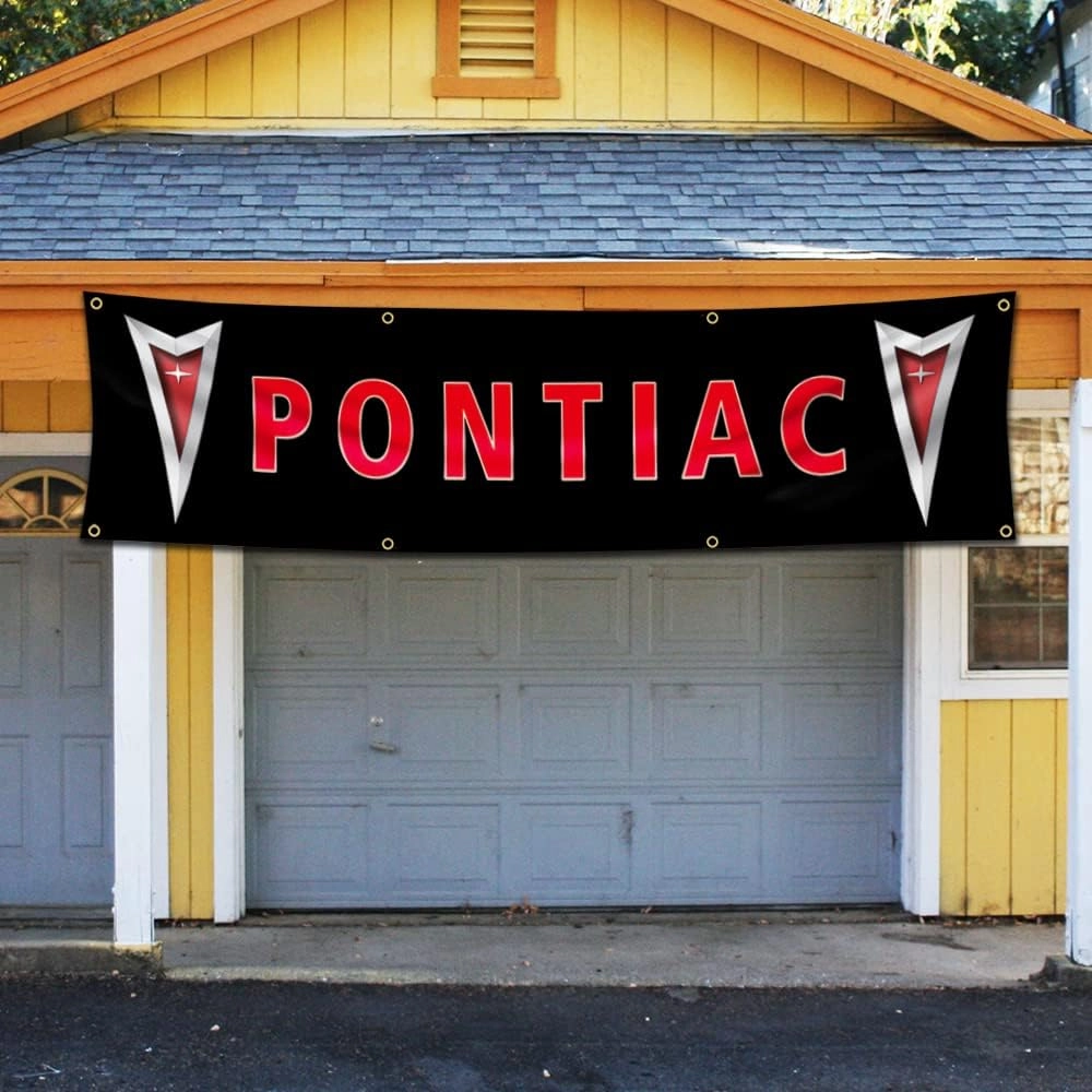 Flag for Pontiac Racing Car Banner (2x8ft ,Heavy Duty, Durable 150D Polyester) Brass Grommets For Outdoor Room Man Cave