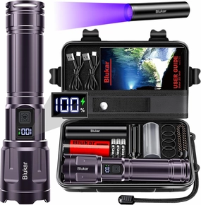Flashlight High Lumens Rechargeable- 3 Color Temperatures & 4 Modes, Adjustable Focus, IP67 Waterproof, Powerful Long Lasting Handheld Flashlight for Camping, Emergency,Hiking etc-Night Purple