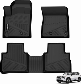 Floor Mats Custom for Nissan Rogue 2023 2022 2021 (Not for Rogue Sport) All Weather Protection TPE Waterproof Non-Slip Durable Floor Liners Fits Front& 2nd Row Full Set Black Accessories
