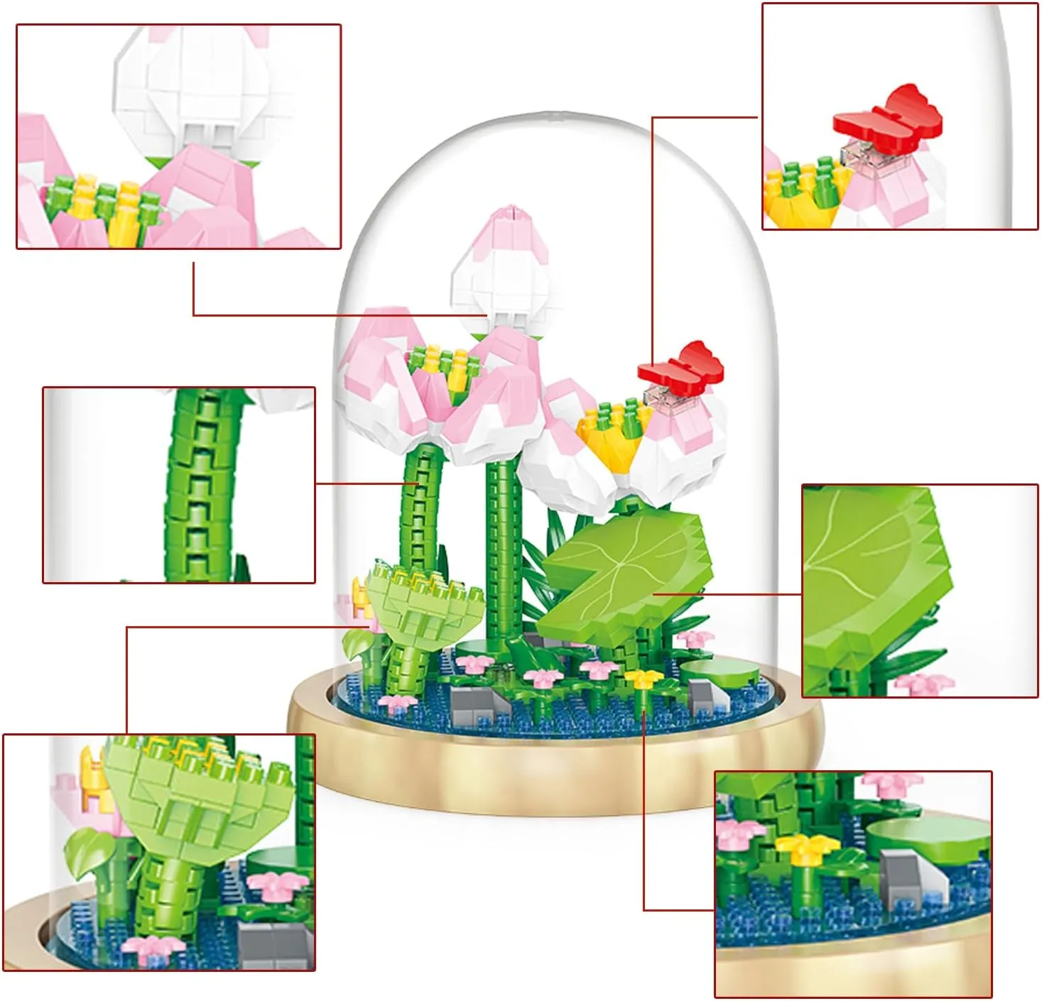 Flower Bouquet Building Set, Mini Bricks Building Blocks Artificial Flowers, DIY Decoration Home, 659 Pieces Botanical Collection Building Toys for Adult Kids Gift, Lotus
