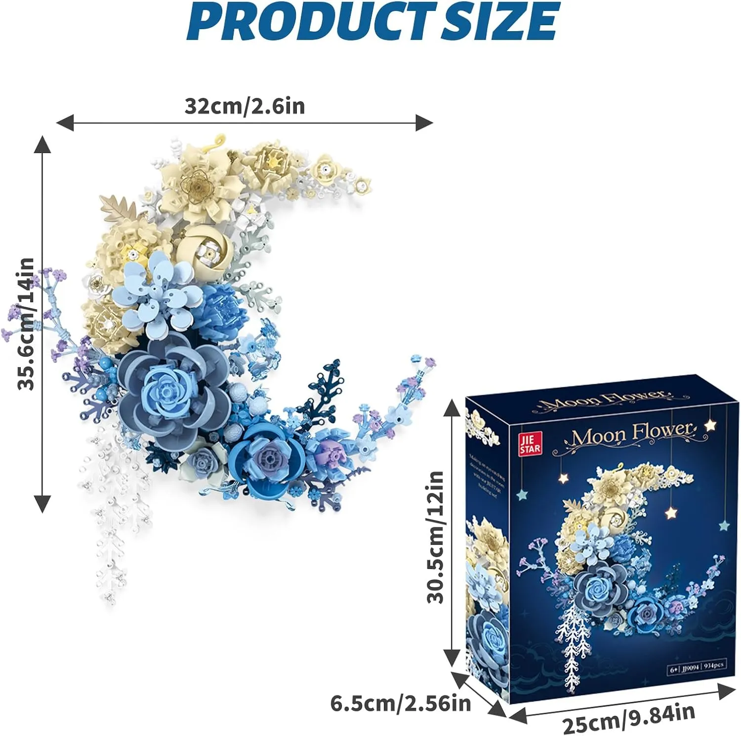 Flower Building Set Botanical Collection Set 934 PCS Crescent-Shaped Flower Botanical Bonsai Building Set Artificial Flowers for Home Decor - Gift for Birthday, Mother's Day