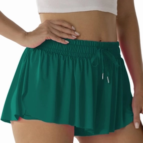 Flowy Athletic Shorts for Women Running Tennis Butterfly Shorts Girls 2-in-1 Double Layer Quick-Drying Comfy Shorts